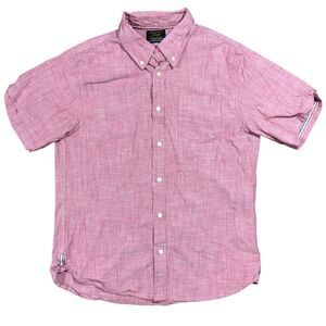 Jachs New York Shirt Men's Medium Pink Short Sleeve Classic Workwear Button-Down